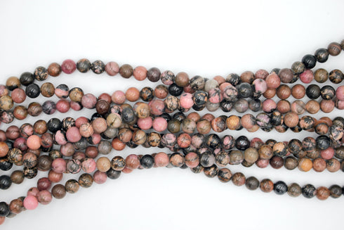 Black Rhodonite Gemstone Beads, 6mm, Round